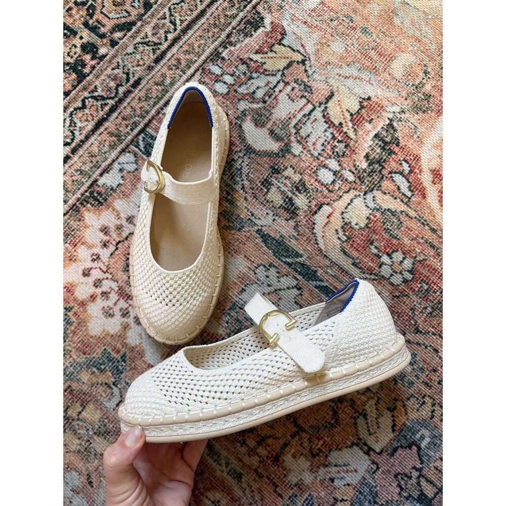 Rothy's Women's Mary Jane Flats 7 Cream Espadrille - Picture 3 of 7